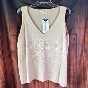 iLinen Classic Cotton Tank Top Beige Women's Size XL Ecotec Yarn NWT